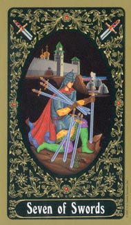 Seven of Swords in the deck Russian Tarot of St. Petersburg