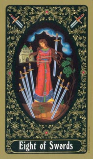 Eight of Swords in the deck Russian Tarot of St. Petersburg