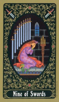 Nine of Swords in the deck Russian Tarot of St. Petersburg