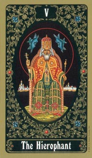 The Hierophant in the deck Russian Tarot of St. Petersburg