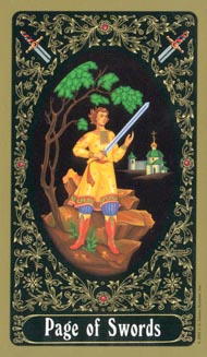 Page of Swords in the deck Russian Tarot of St. Petersburg