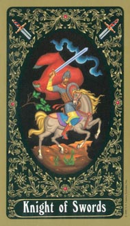 Knight of Swords in the deck Russian Tarot of St. Petersburg