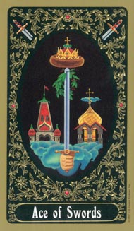 Ace of Swords in the deck Russian Tarot of St. Petersburg