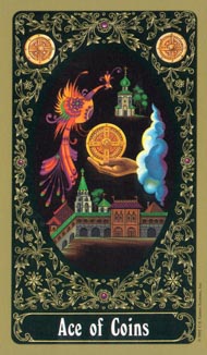 Ace of Pentacles in the deck Russian Tarot of St. Petersburg