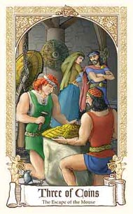 Three of Pentacles in the deck Fairytale Tarot