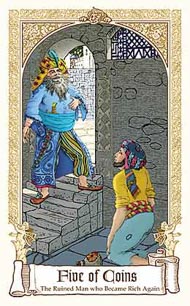 Five of Pentacles in the deck Fairytale Tarot