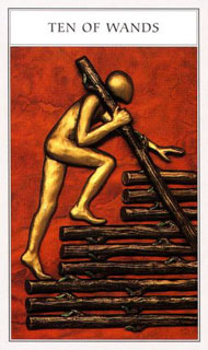 Ten of Wands in the deck Renaissance Tarot Modern