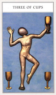 Three of Cups in the deck Renaissance Tarot Modern