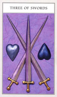 Three of Swords in the deck Renaissance Tarot Modern