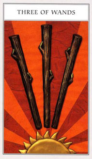 Three of Wands in the deck Renaissance Tarot Modern