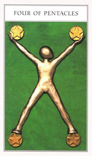 Four of Pentacles in the deck Renaissance Tarot Modern