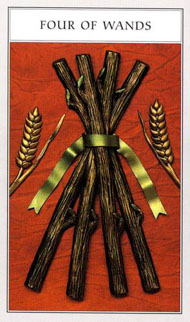 Four of Wands in the deck Renaissance Tarot Modern