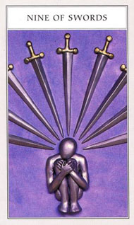 Nine of Swords in the deck Renaissance Tarot Modern