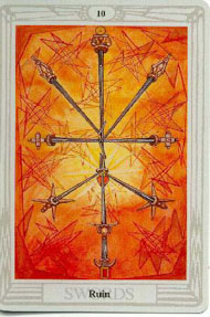 Ten of Swords in the deck Thoth Tarot