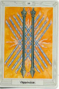 Ten of Wands in the deck Thoth Tarot