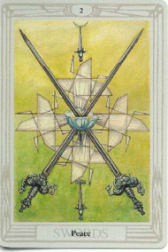 Two of Swords in the deck Thoth Tarot