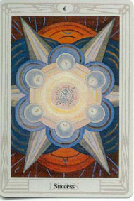 Six of Pentacles in the deck Thoth Tarot