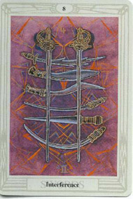 Eight of Swords in the deck Thoth Tarot