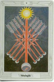 Nine of Wands in the deck Thoth Tarot