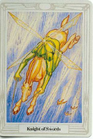 Knight of Swords in the deck Thoth Tarot