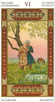 The Lovers in the deck Tarot of the Thousand and One Nights