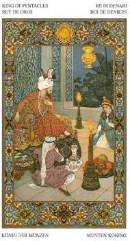 King of Pentacles in the deck Tarot of the Thousand and One Nights