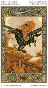 Knight of Swords in the deck Tarot of the Thousand and One Nights