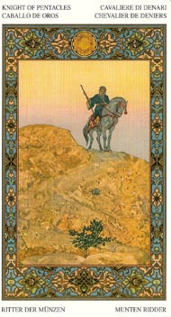 Knight of Pentacles in the deck Tarot of the Thousand and One Nights