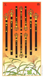 Ten of Wands in the deck Ukiyoe Tarot