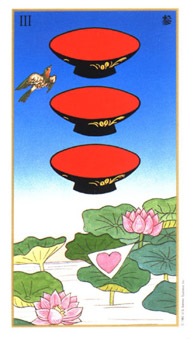 Three of Cups in the deck Ukiyoe Tarot