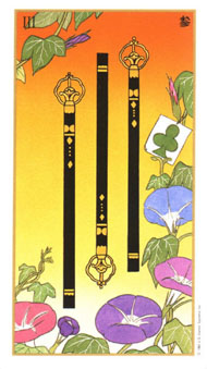 Three of Wands in the deck Ukiyoe Tarot