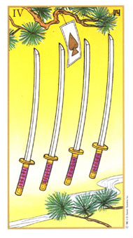 Four of Swords in the deck Ukiyoe Tarot