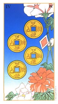 Four of Pentacles in the deck Ukiyoe Tarot