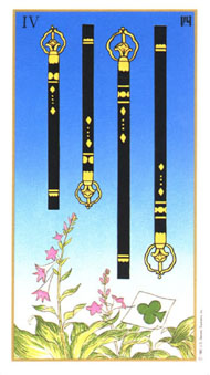 Four of Wands in the deck Ukiyoe Tarot