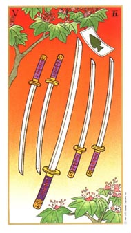 Five of Swords in the deck Ukiyoe Tarot