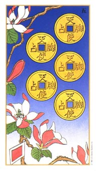 Five of Pentacles in the deck Ukiyoe Tarot