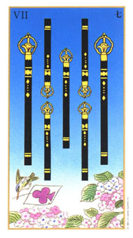 Seven of Wands in the deck Ukiyoe Tarot