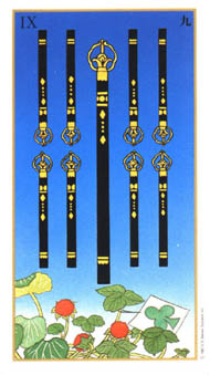 Nine of Wands in the deck Ukiyoe Tarot