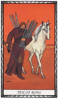 Ten of Wands in the deck Unicorn Tarot