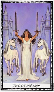 Two of Swords in the deck Unicorn Tarot