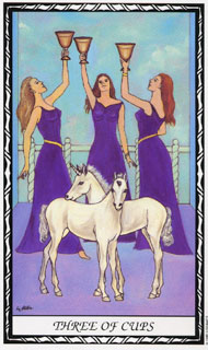 Three of Cups in the deck Unicorn Tarot