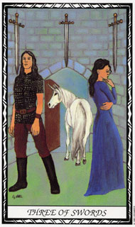 Three of Swords in the deck Unicorn Tarot