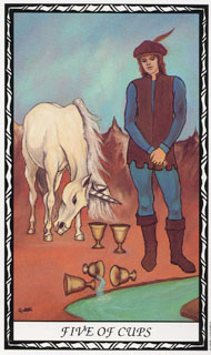 Five of Cups in the deck Unicorn Tarot