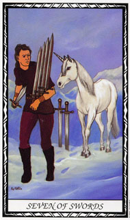 Seven of Swords in the deck Unicorn Tarot