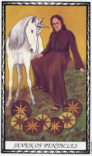 Seven of Pentacles in the deck Unicorn Tarot