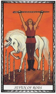 Seven of Wands in the deck Unicorn Tarot