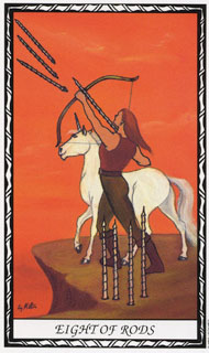 Eight of Wands in the deck Unicorn Tarot