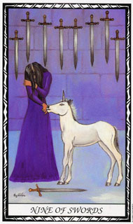 Nine of Swords in the deck Unicorn Tarot