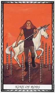 Nine of Wands in the deck Unicorn Tarot