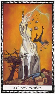 The Tower in the deck Unicorn Tarot